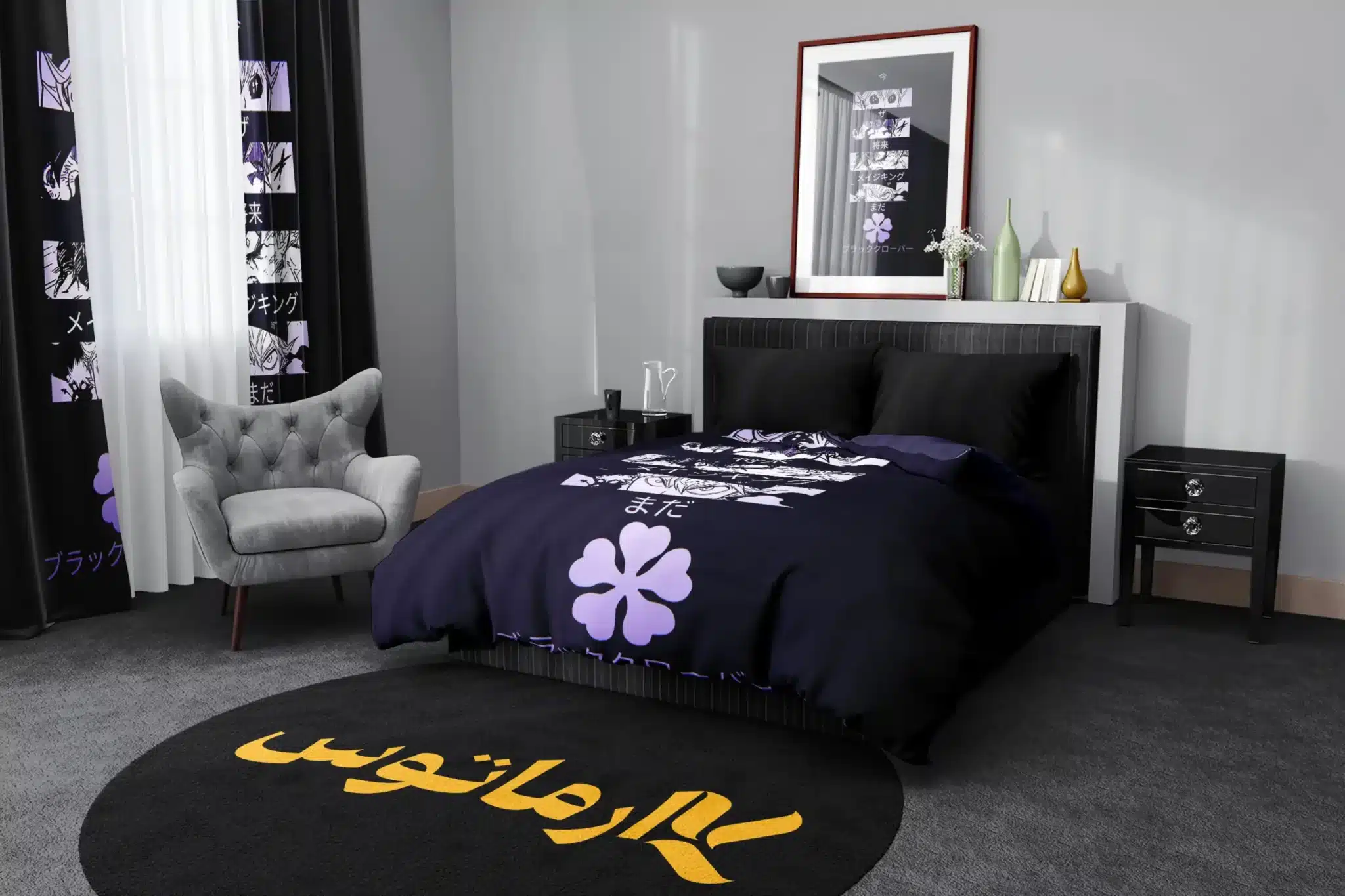 روتختی طرح شبدر سیاه Black Clover کد 5 5,900,000 تومان &Ndash; کارماتوس روتختی طرح شبدر سیاه Black Clover یک و دو نفره - کارماتوس