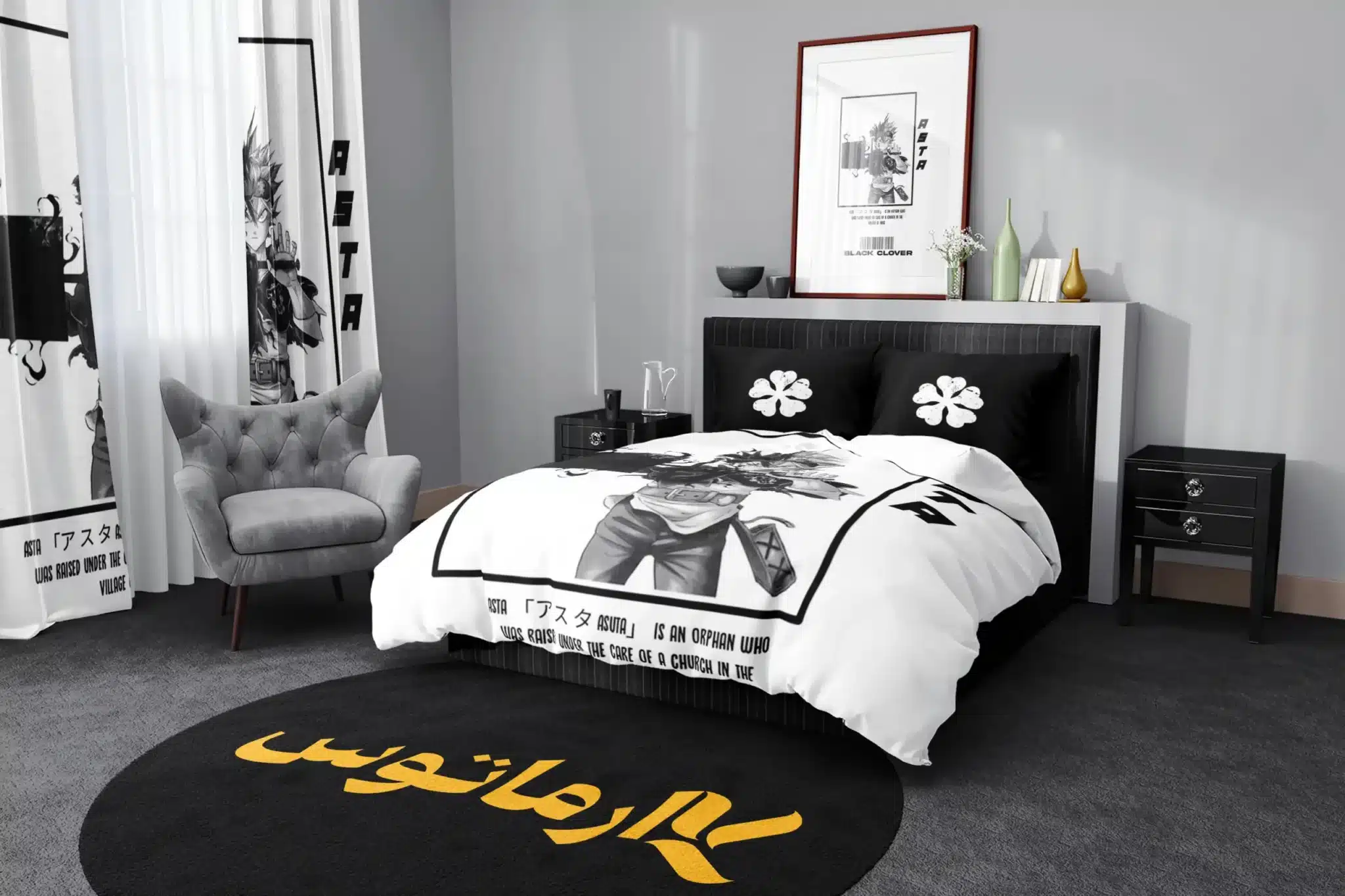 روتختی طرح شبدر سیاه Black Clover کد 8 5,900,000 تومان &Ndash; کارماتوس روتختی طرح شبدر سیاه Black Clover یک و دو نفره - کارماتوس