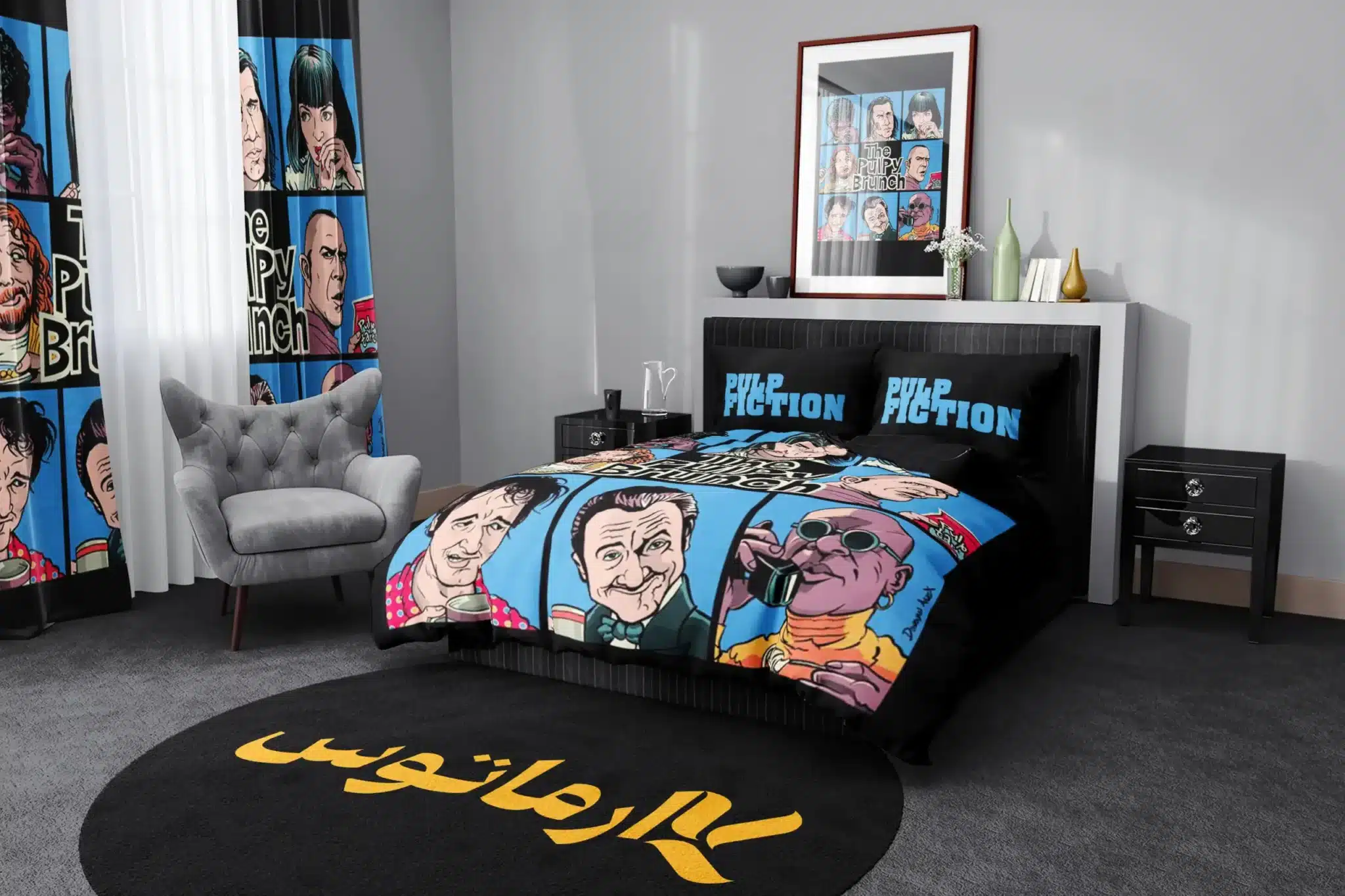 روتختی طرح پالپ فیکشن Pulp Fiction کد 1 5,900,000 تومان &Ndash; کارماتوس روتختی طرح پالپ فیکشن Pulp Fiction یک و دو نفره کارماتوس