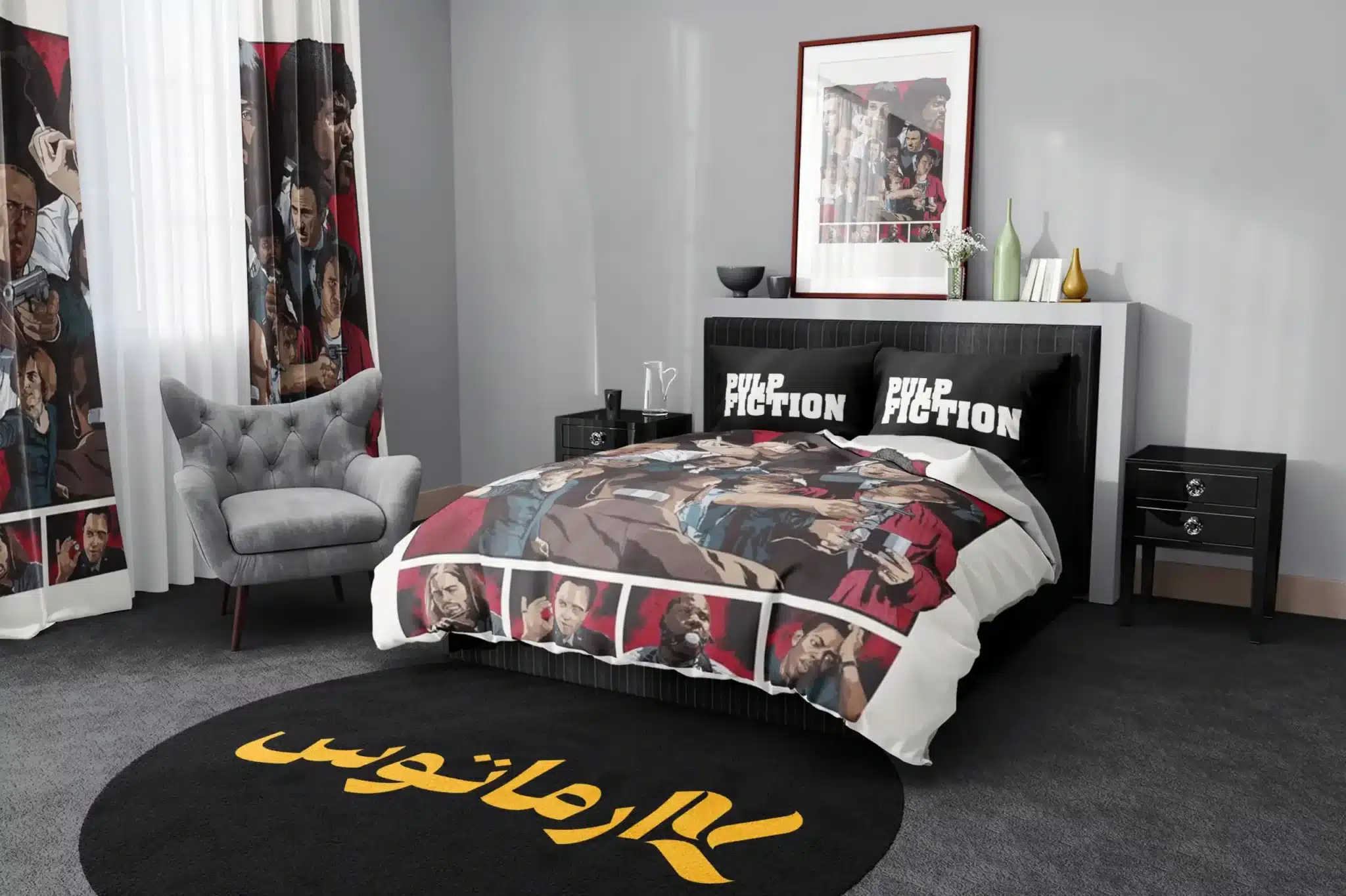 روتختی طرح پالپ فیکشن Pulp Fiction کد 7 5,900,000 تومان &Ndash; کارماتوس روتختی طرح پالپ فیکشن Pulp Fiction یک و دو نفره کارماتوس