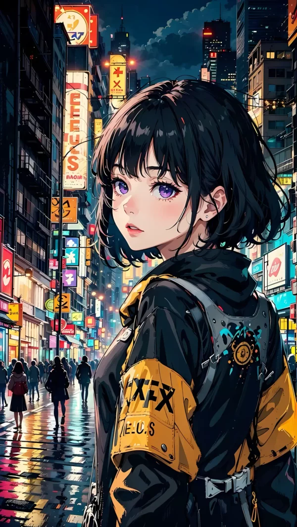 دانلود عکس دختر انیمه در شب A Picture Of An Anime Girl At Night با کیفیت 4K و و رزولویشن بالا - کارماتوس