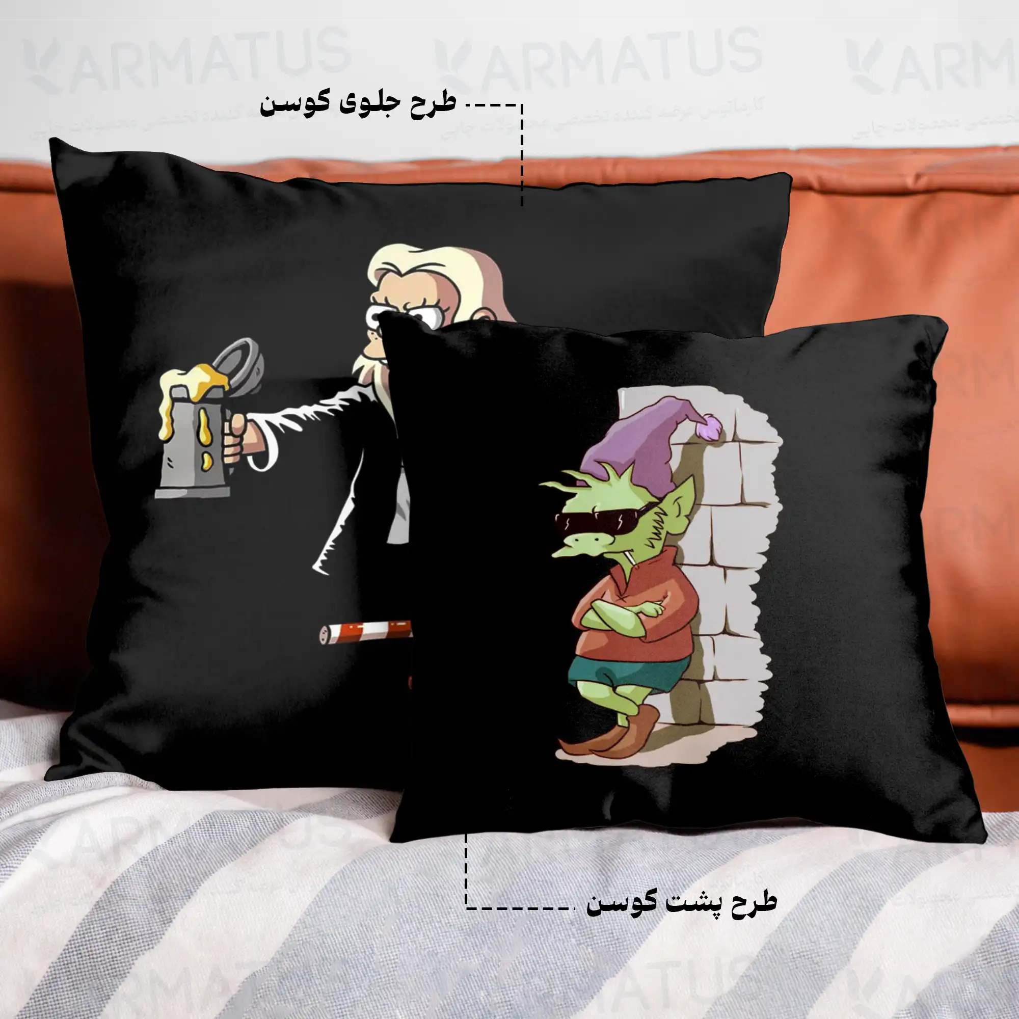 کوسن طرح طلسم شدگان Disenchantment کد 5 290,000 تومان &Ndash; کارماتوس خرید و قیمت کوسن طرح طلسم شدگان Disenchantment - کارماتوس