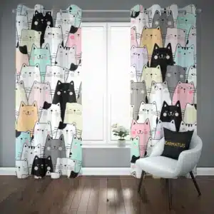 پرده پانچ طرح حیوانات پاستیلی Pastel Animals