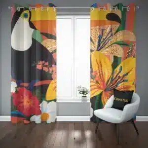 پرده پانچ طرح پرنده های استوایی Tropical Birds