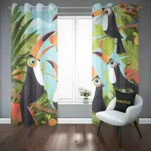 پرده پانچ طرح پرنده های استوایی Tropical Birds