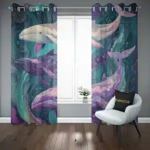 پرده پانچ طرح وال و دلفین Whale And Dolphin