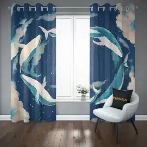 پرده پانچ طرح وال و دلفین Whale And Dolphin