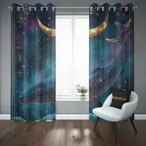 پرده پانچ طرح وال و دلفین Whale And Dolphin