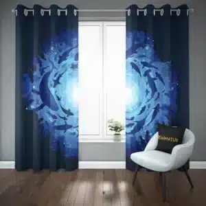 پرده پانچ طرح وال و دلفین Whale And Dolphin