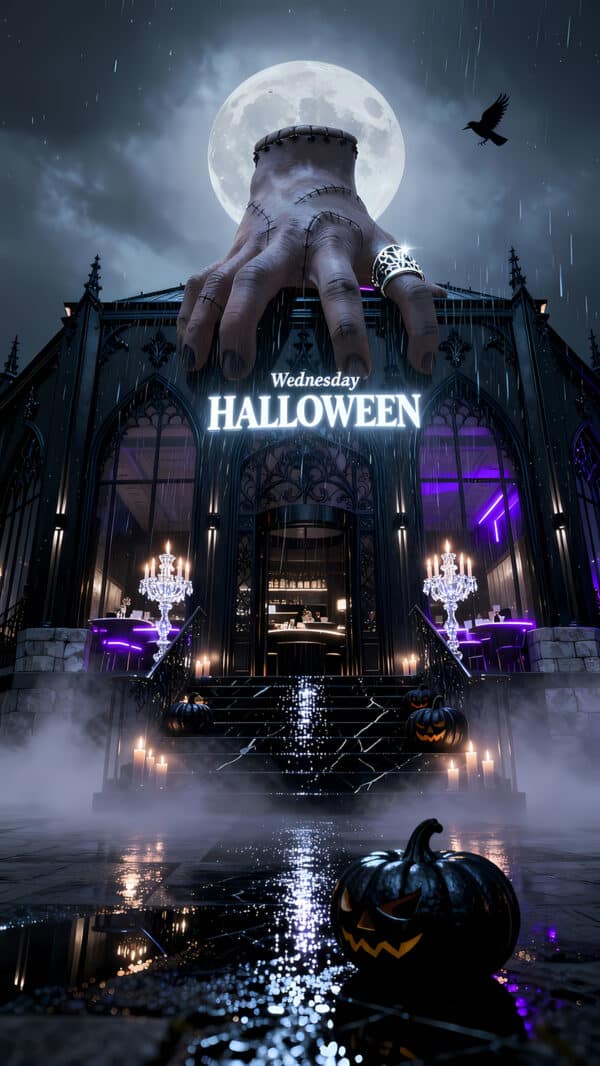 : معماری گوتیک Nevermore Academy در سریال Wednesday - والپیپر Hd