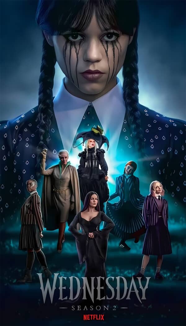 والپیپر فصل 2 سریال Wednesday با فضای تاریک و اسرارآمیز - والپیپر Hd