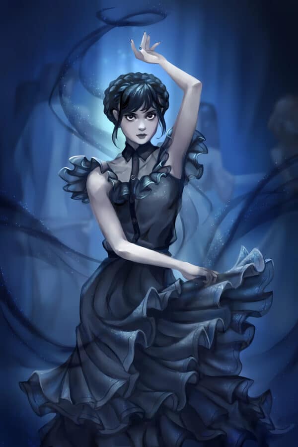 صحنه رقص افسانه‌ای ونزدی آدامز در سریال Wednesday - والپیپر 4K