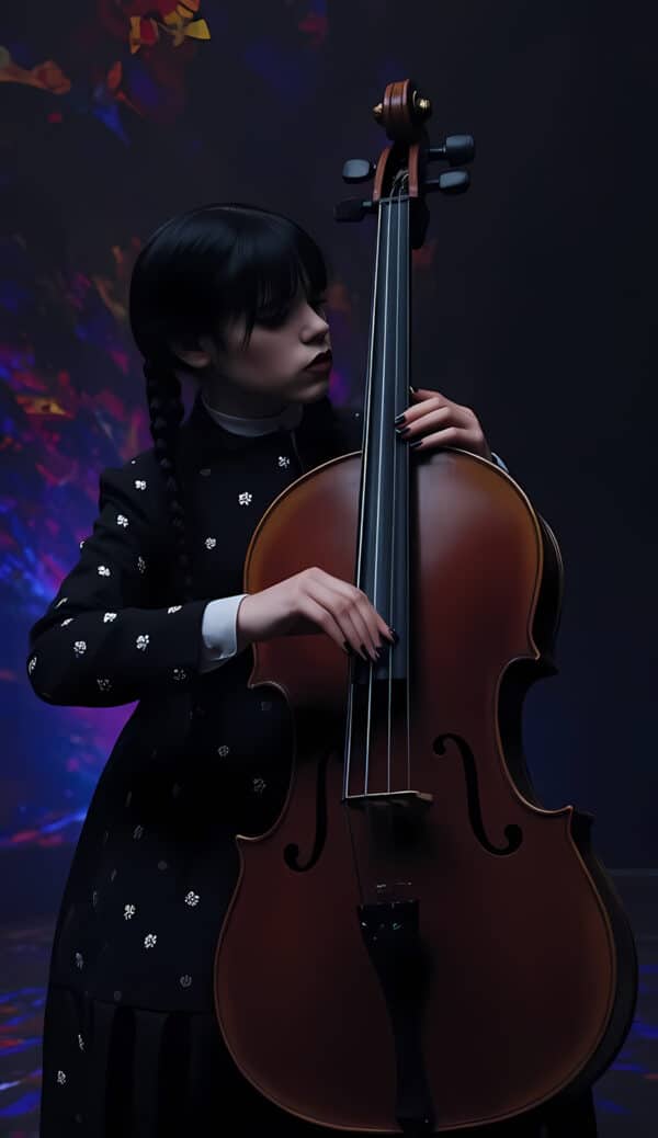 ونزدی آدامز با گیتار سیاه - والپیپر 4K