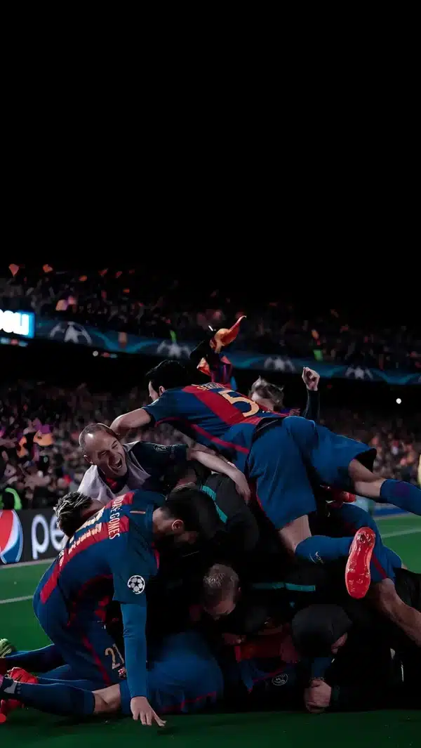 والپیپر Barcelona جشن گل بازیکنان تیم