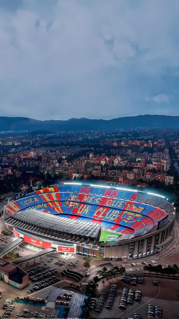 Barcelona والپیپر نمای داخلی ورزشگاه نیوکمپ در شب