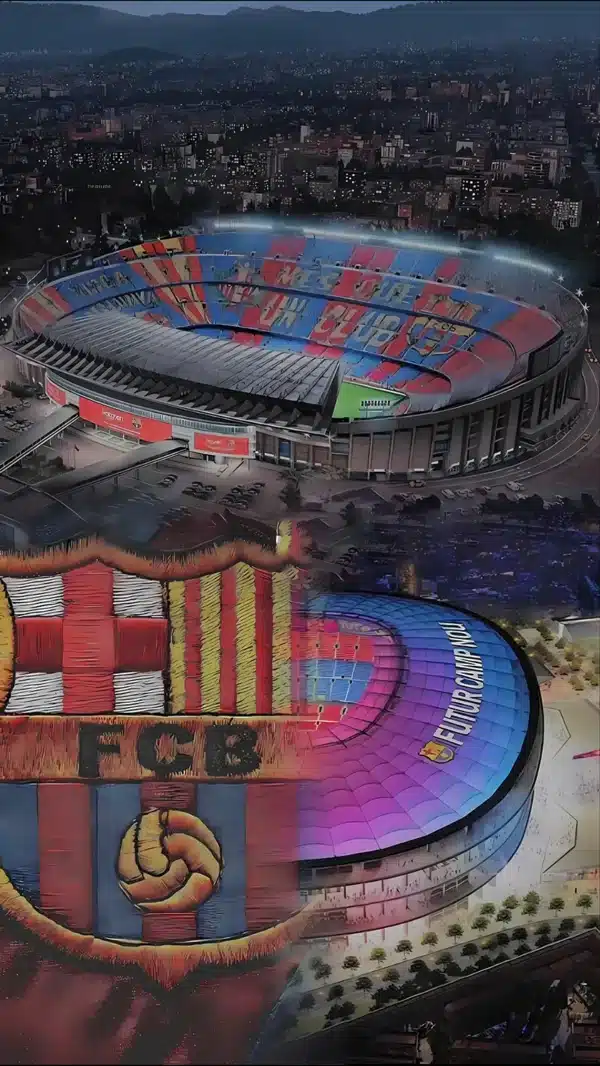 Barcelona والپیپر نمای داخلی ورزشگاه نیوکمپ در شب