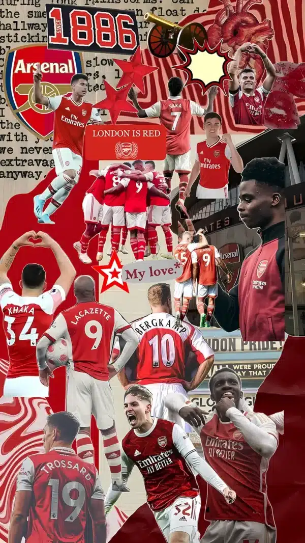 والپیپر آرسنال طرح مینیمال قرمز و سفید