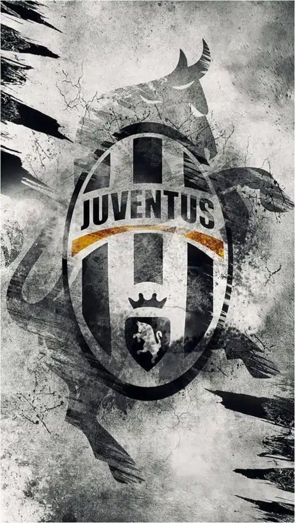 والپیپر یونتوس Juventus لوگو نمادین سفید مشکی