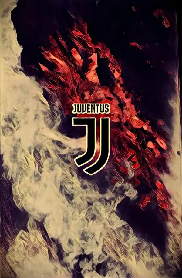 والپیپر یونتوس Juventus لوگو نمادین سفید مشکی