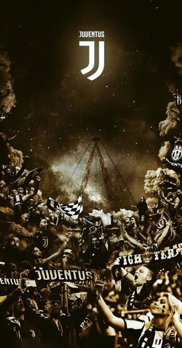 والپیپر یونتوس Juventus لوگو نمادین سفید مشکی