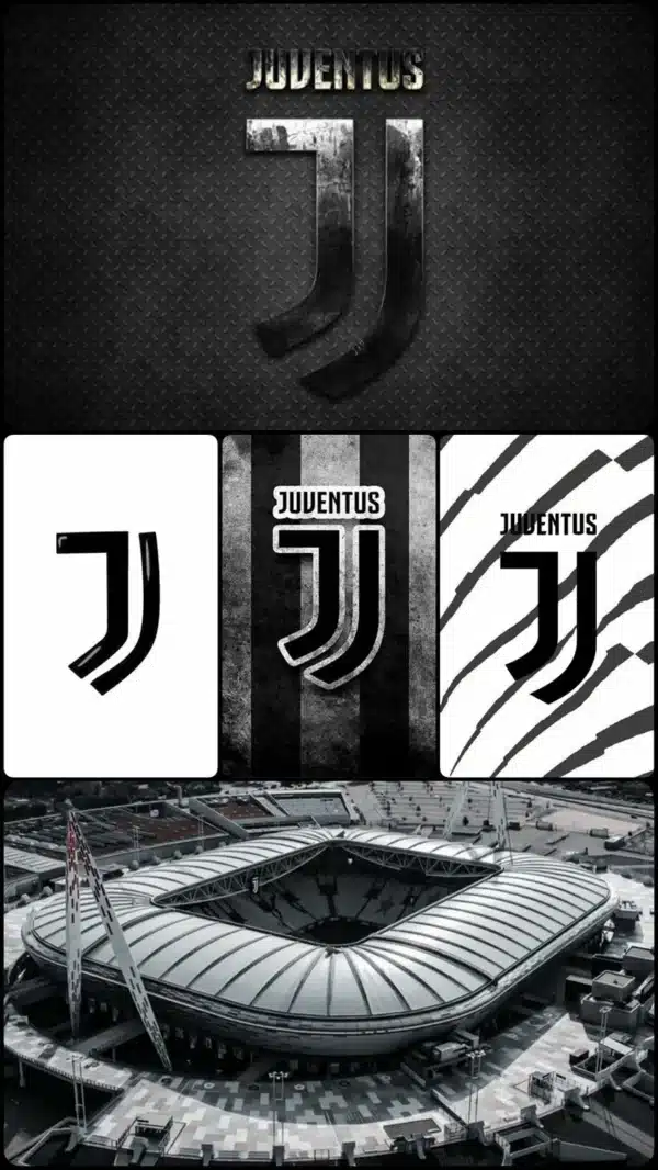 والپیپر یونتوس Juventus لوگو نمادین سفید مشکی
