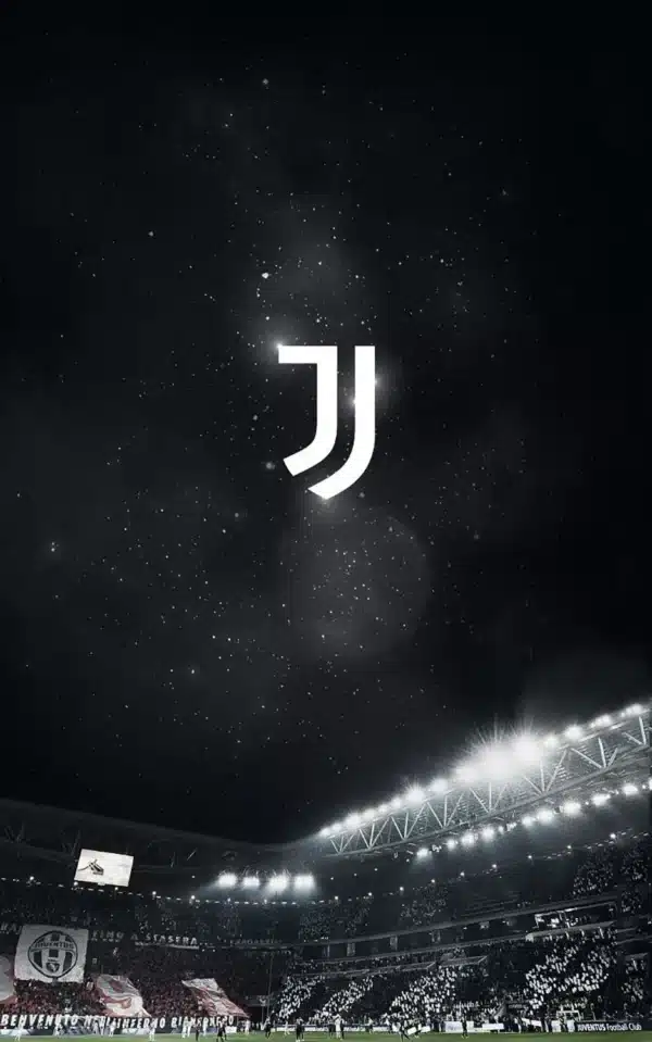 والپیپر یونتوس Juventus لوگو نمادین سفید مشکی