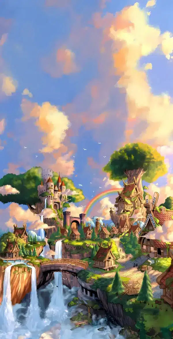 سرزمین Elbaf با معماری باستانی و درخت‌های عظیم - والپیپر Hd