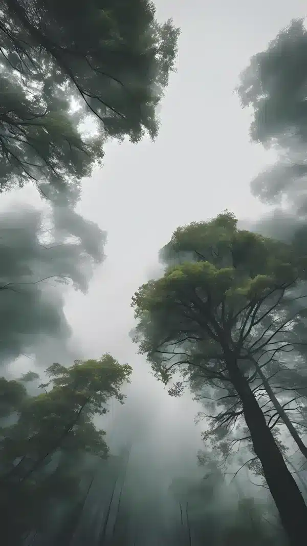 والپیپر جنگل مه‌آلود صبحگاهی