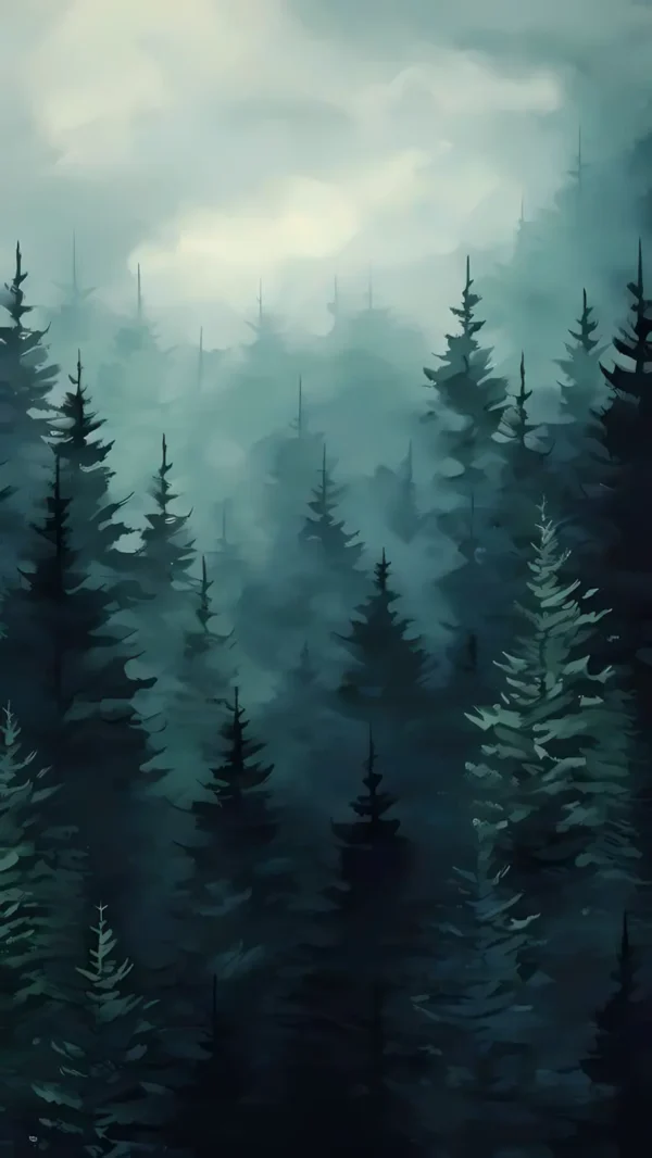 والپیپر جنگل مه‌آلود صبحگاهی