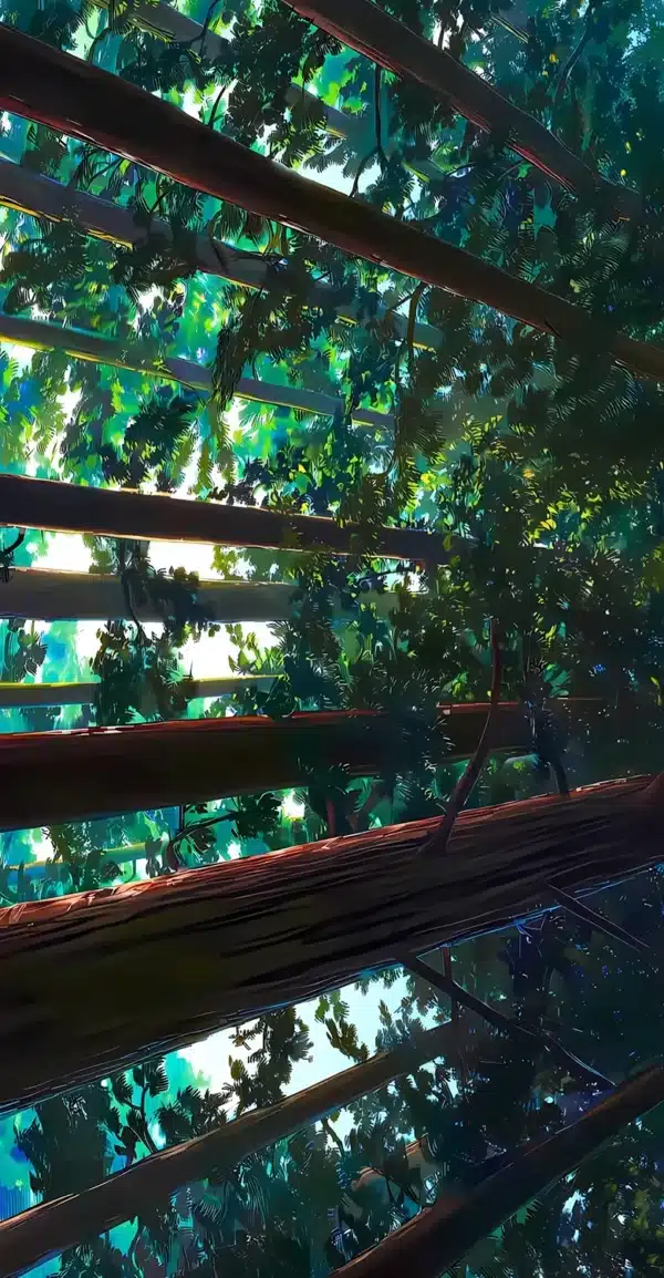 والپیپر جنگل با نور خورشید