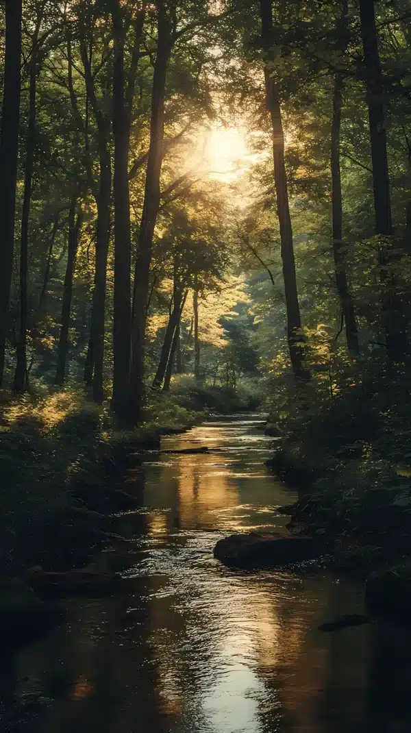 والپیپر جنگل با نور خورشید