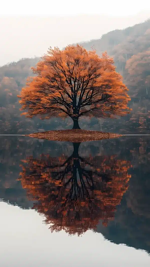 والپیپر جنگل پاییزی با رنگ‌های طلایی