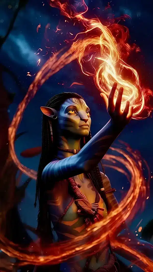 جیک سالی و نیتیری در Avatar: Fire And Ash - والپیپر 4K