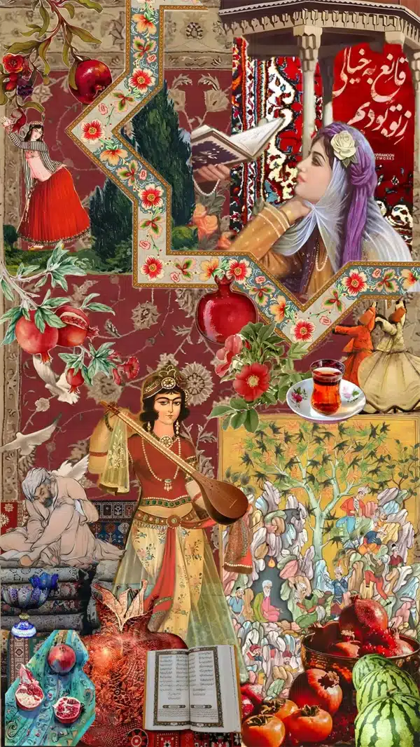 والپیپر شب یلدا با انار قرمز