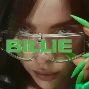 والپیپر Billie Eilish با موهای سبز و مشکی خاص