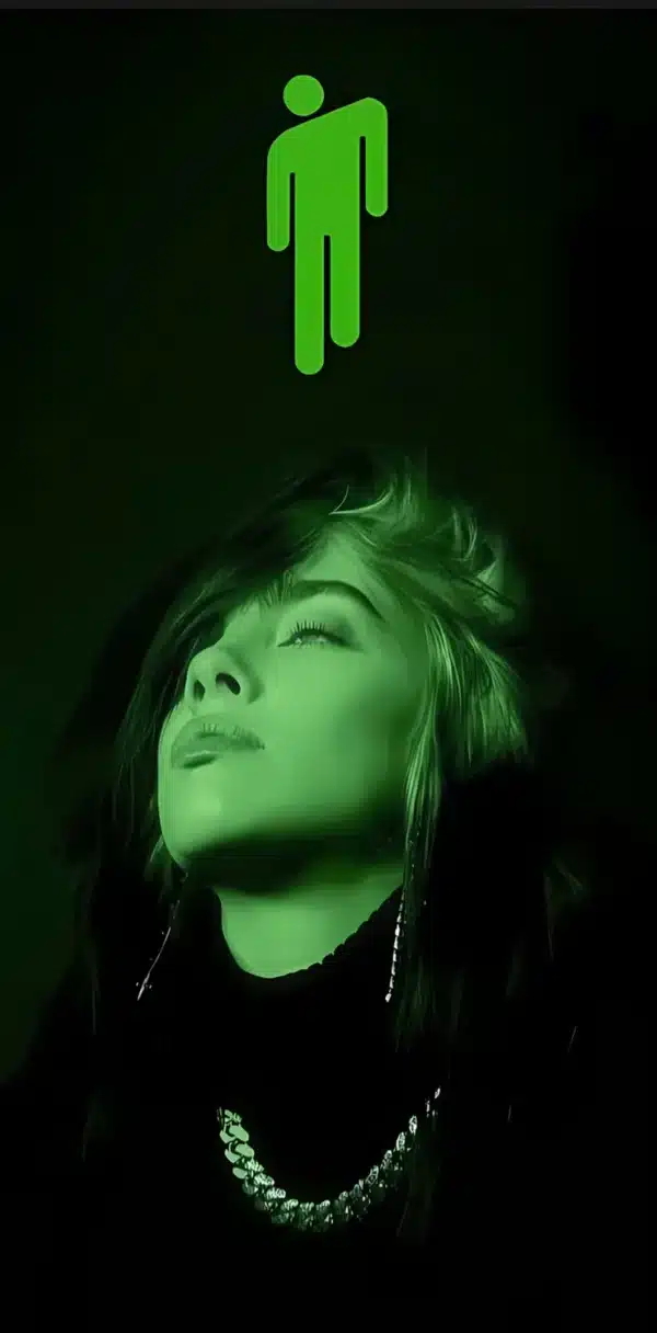 والپیپر بیلی آیلیش با موهای سبز و مشکی خاص