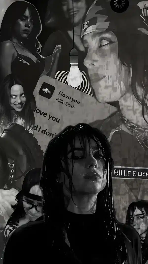 تصویر زمینه بیلی آیلیش با لوگو شخصی و طراحی خاص