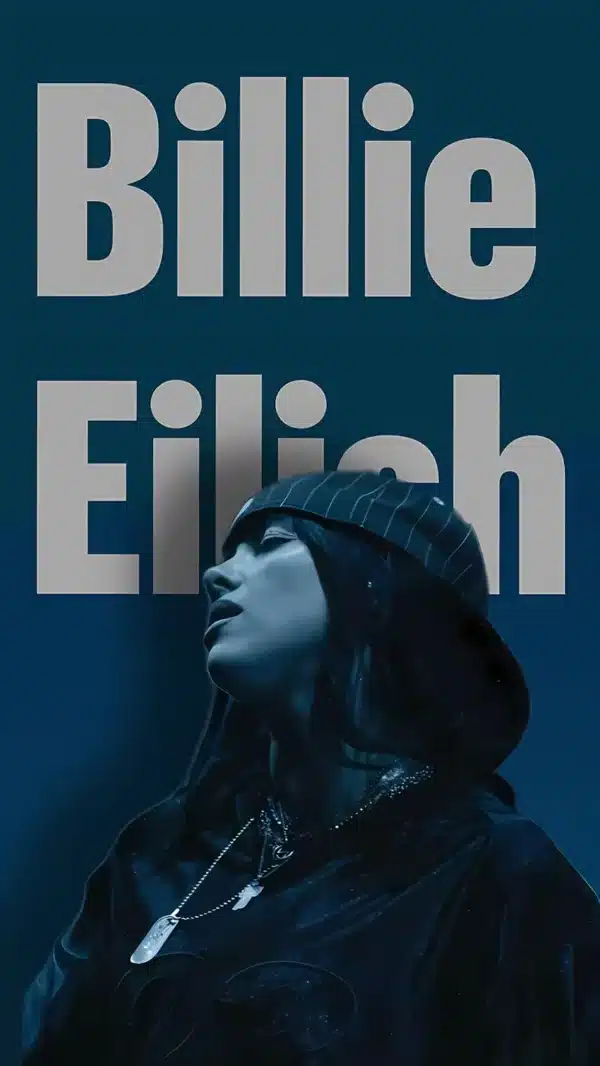 تصویر زمینه بیلی آیلیش با لوگو شخصی و طراحی خاص