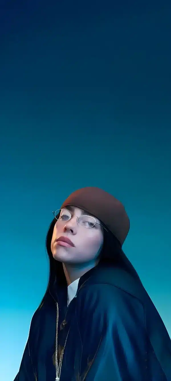 تصویر زمینه بیلی آیلیش با لوگو شخصی و طراحی خاص