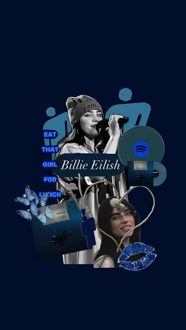 تصویر زمینه بیلی آیلیش با لوگو شخصی و طراحی خاص