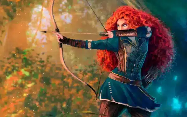 تصویر زمینه از مریدا با موهای نارنجی و تیر و کمانش