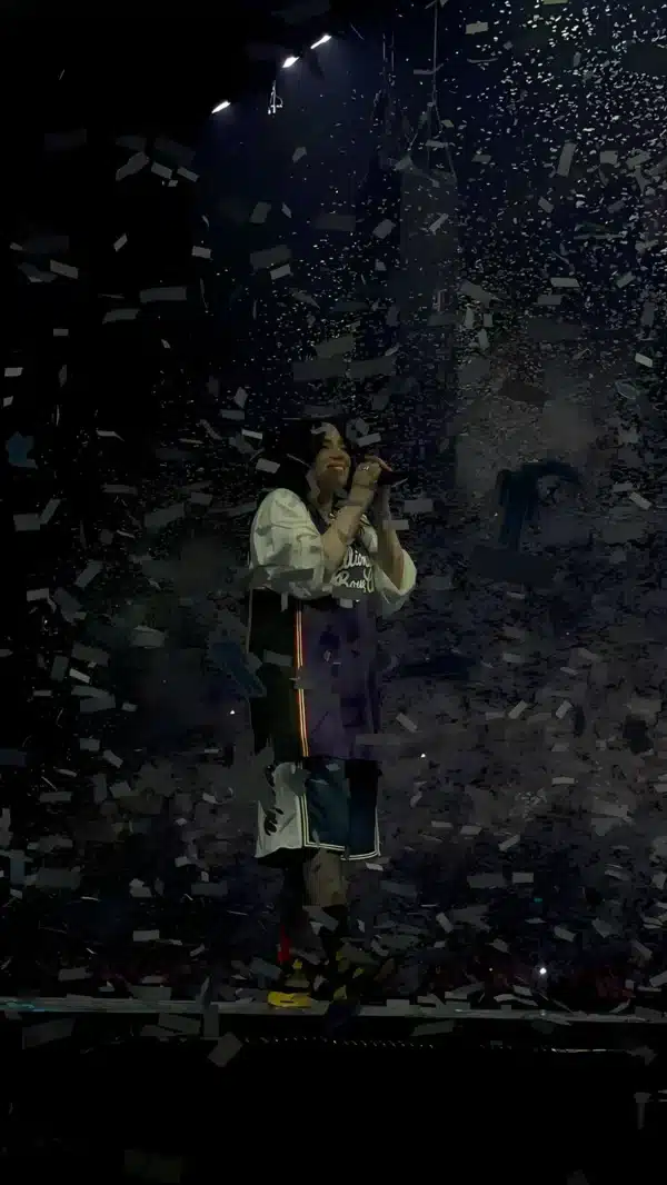 عکس پس زمینه بیلی آیلیش در حال اجرای زنده