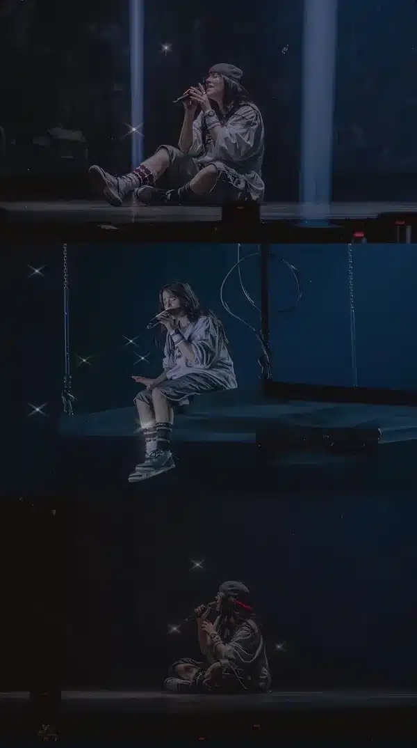 عکس پس زمینه بیلی آیلیش در حال اجرای زنده