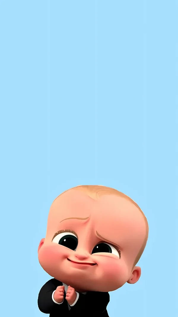 تصویر زمینه بچه رئیس با حالت چهره بامزه و خندان