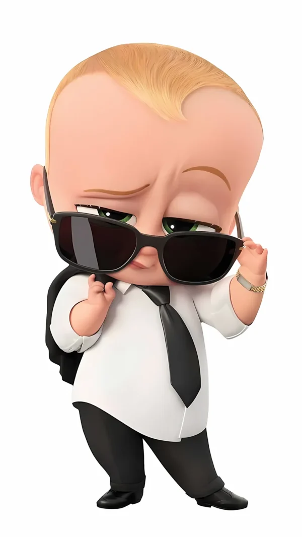 والپیپر بچه رئیس با کت و شلوار مشکی و کروات