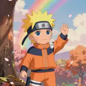 والپیپر ناروتو در باغ پاییزی با الهام از استودیو جیبلی