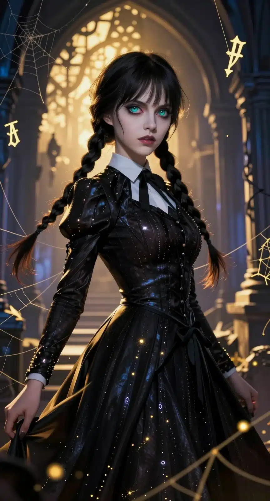 والپیپر انیمه‌ای ونزدی آدامز در میان ویرانه‌های باستانی با نور طلایی