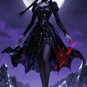 والپیپر 8K ونزدی آدامز در محیط فانتزی تاریک با جزئیات فوق‌العاده