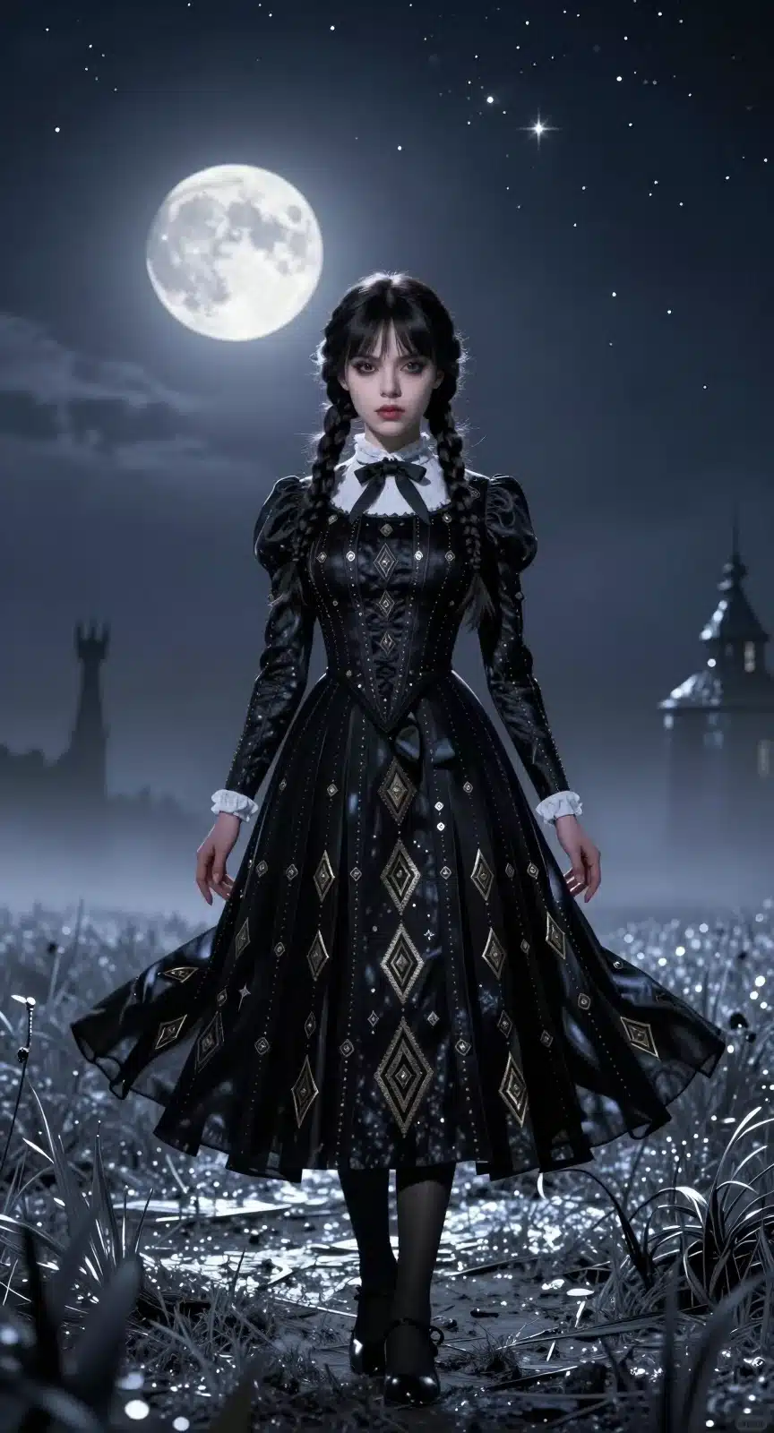 والپیپر انیمه‌ای ونزدی آدامز در منظره مه‌آلود ماه‌نما با کیفیت 8K